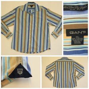 Gant Vtg 80s Two Ply Poplir Slim Fit Long Sleeve